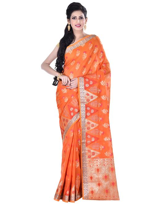 self design banarasi saree with blouse - 16927438 - Very Small Image - 1