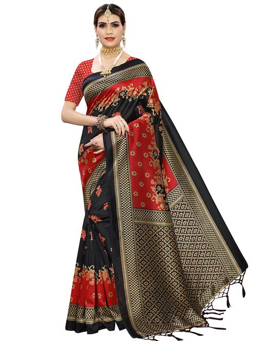 floral mysore silk saree with blouse - 16927892 - Very Small Image - 1