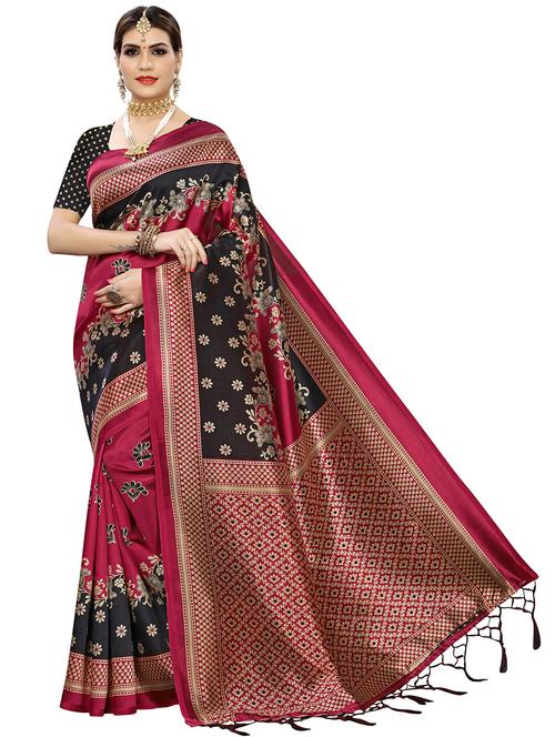 floral mysore silk saree with blouse - 16927906 - Very Small Image - 1