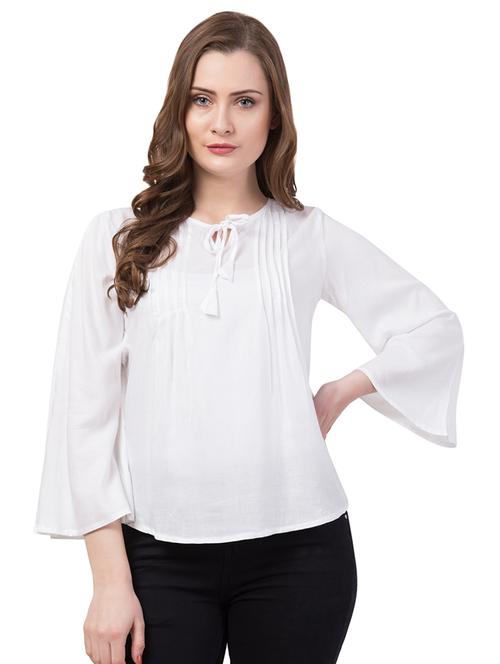 tie up neck lace panel top - 16928296 - Very Small Image - 1
