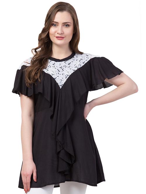 lace panel ruffled tunic - 16928298 - Very Small Image - 1