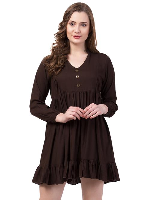 mandarin neck flared dress - 16928304 - Very Small Image - 1