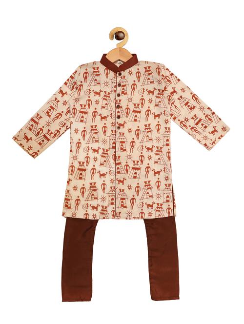 brown cotton kurta set - 16928315 - Very Small Image - 1