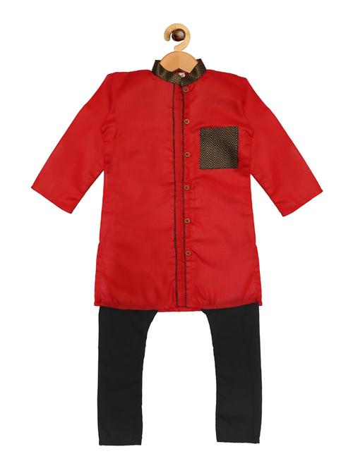 red cotton kurta set - 16928318 - Very Small Image - 1