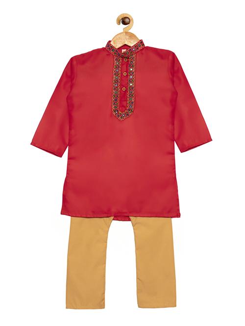 red cotton kurta set - 16928324 - Very Small Image - 1