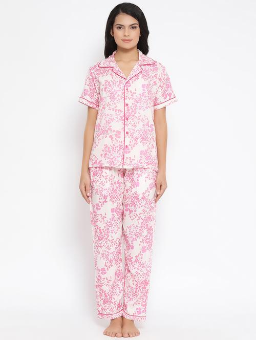 floral shirt with pyjama set - 16928581 - Very Small Image - 1