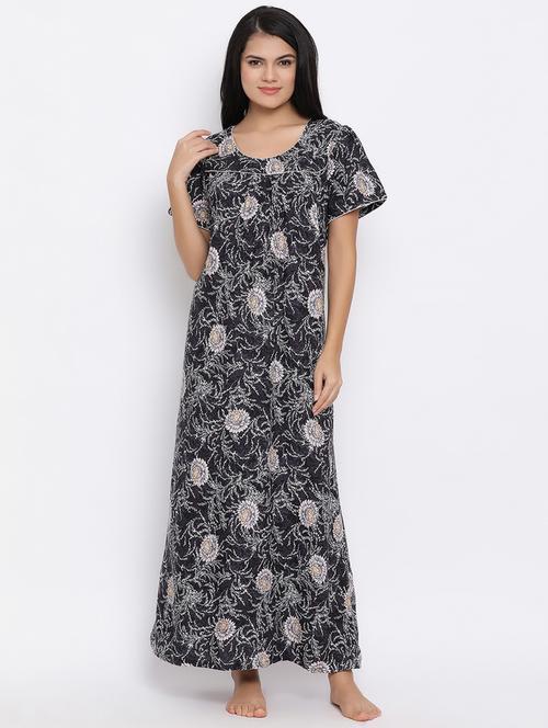 round neck floral nighty - 16928593 - Very Small Image - 1