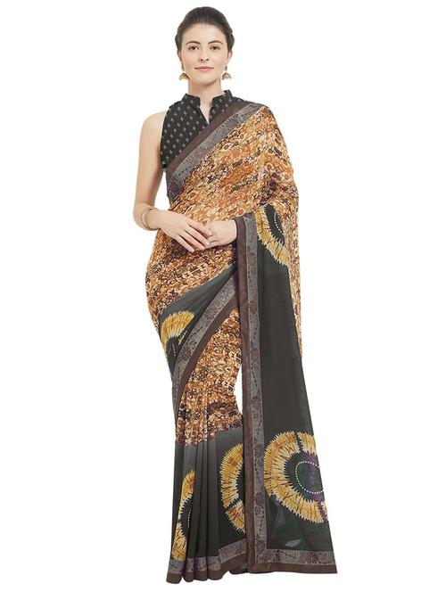 floral printed saree with blouse - 16928804 - Very Small Image - 1