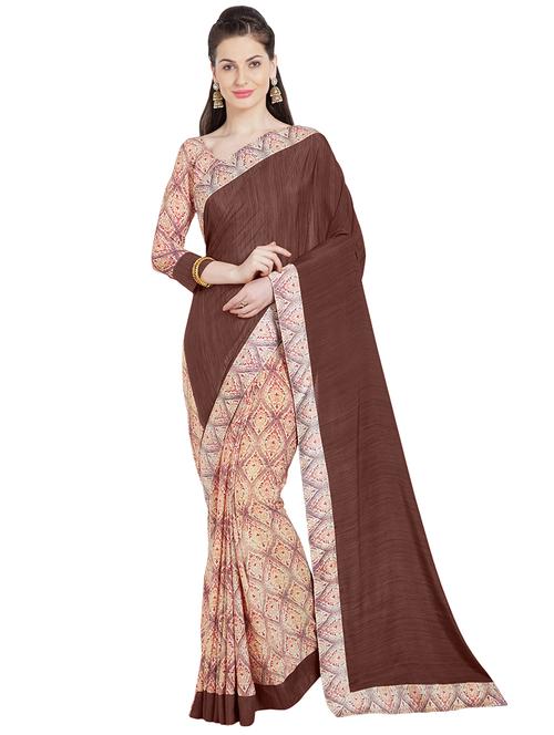 printed half and half saree with blouse - 16928830 - Very Small Image - 1