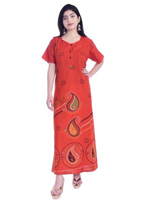 square neck paisley print nightwear gown - 16929006 - Very Small Image - 1
