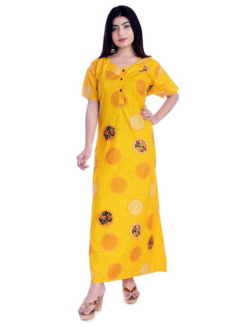 v-neck printed nightwear gown - 16929007 - Very Small Image - 1