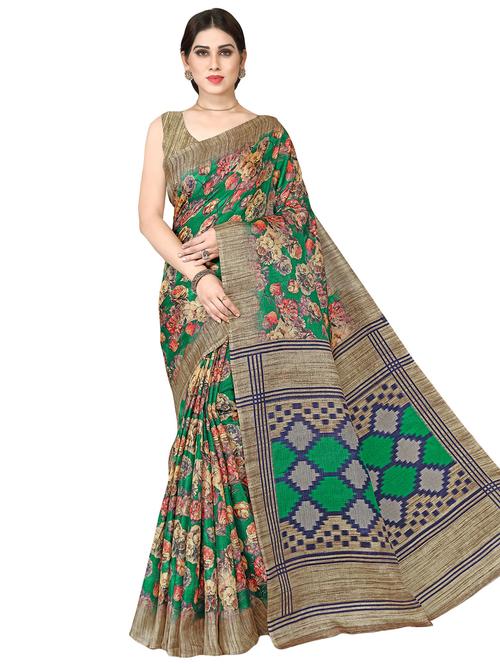 floral printed saree with blouse - 16929642 - Very Small Image - 1
