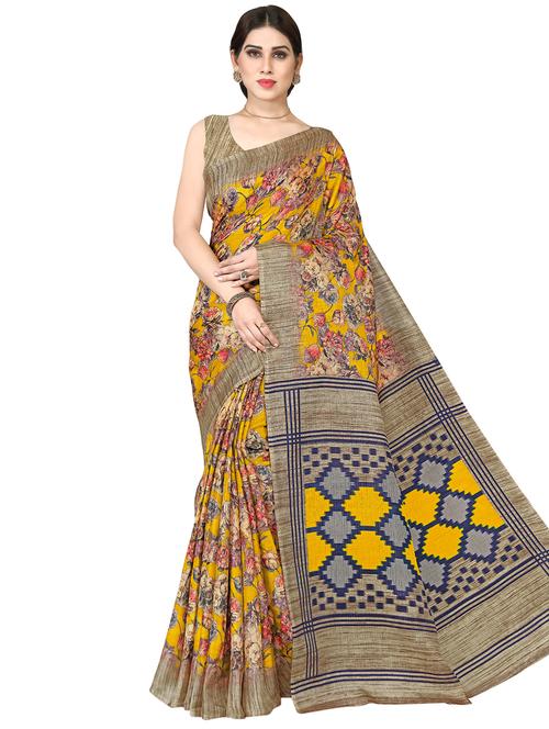 floral printed saree with blouse - 16929643 - Very Small Image - 1