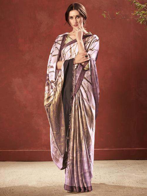 abstract printed saree with blouse - 16931908 - Very Small Image - 1