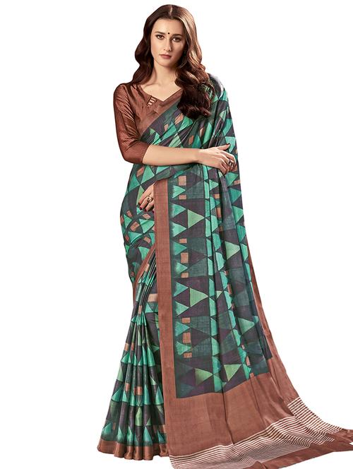 geometric printed saree with blouse - 16931909 - Very Small Image - 1