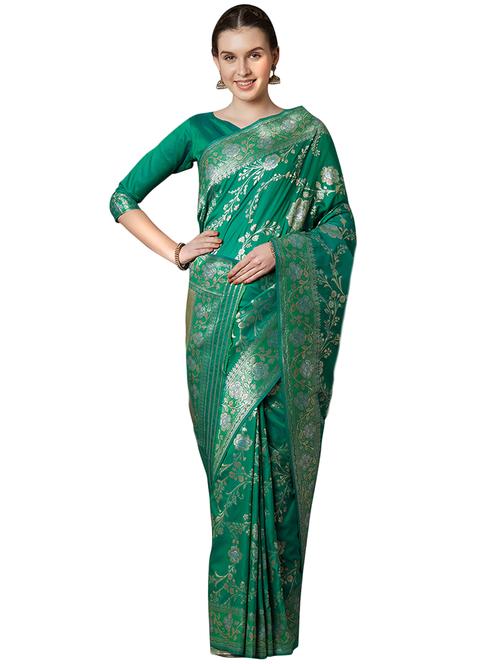 floral woven saree with blouse - 16931916 - Very Small Image - 1