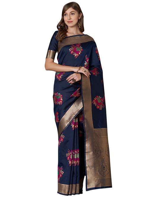 floral woven saree with blouse - 16931931 - Very Small Image - 1