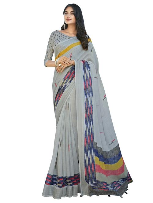 ikat print woven saree with blouse - 16932011 - Very Small Image - 1