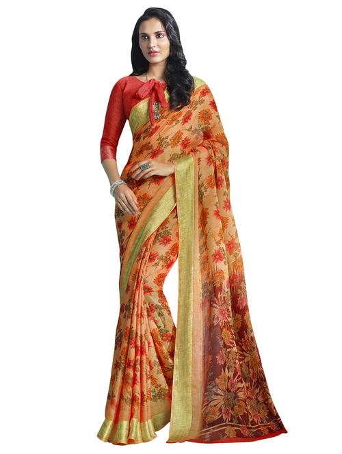 floral woven saree with blouse - 16932023 - Very Small Image - 1