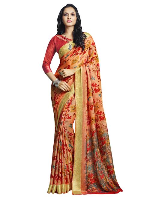 floral woven saree with blouse - 16932027 - Very Small Image - 1