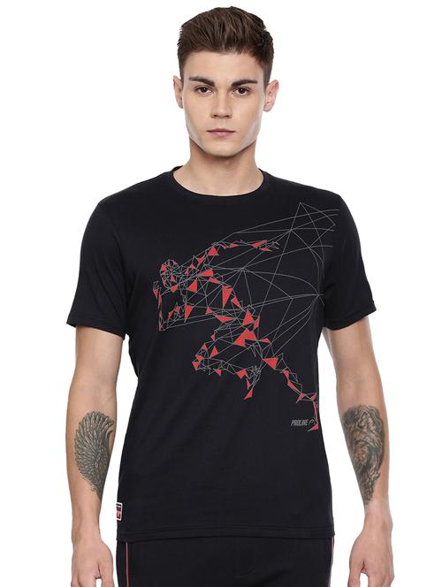 black geometric chest print t-shirt - 16933453 - Very Small Image - 1