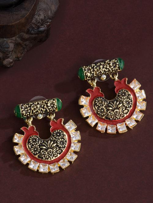 green brass chandballi earring - 16934025 - Very Small Image - 1