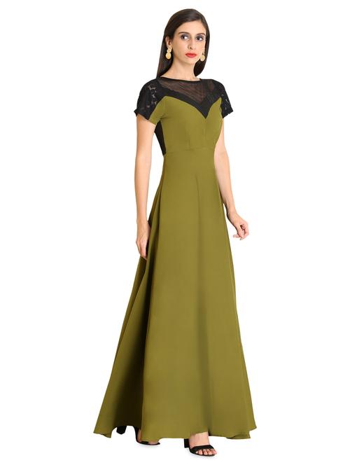 contrast panel flared maxi dress - 16934212 - Very Small Image - 1