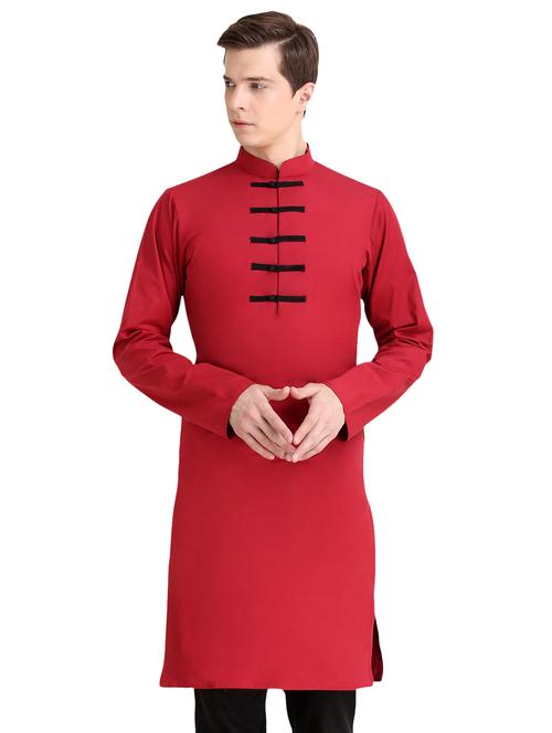 red solid long kurta - 16934232 - Very Small Image - 1