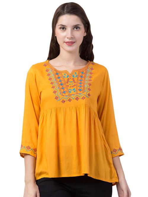 embroidered detail gathered top - 16934324 - Very Small Image - 1