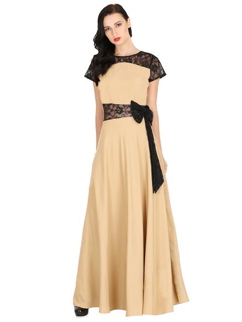 contrast detail bow front fit & flare dress - 16934347 - Very Small Image - 1