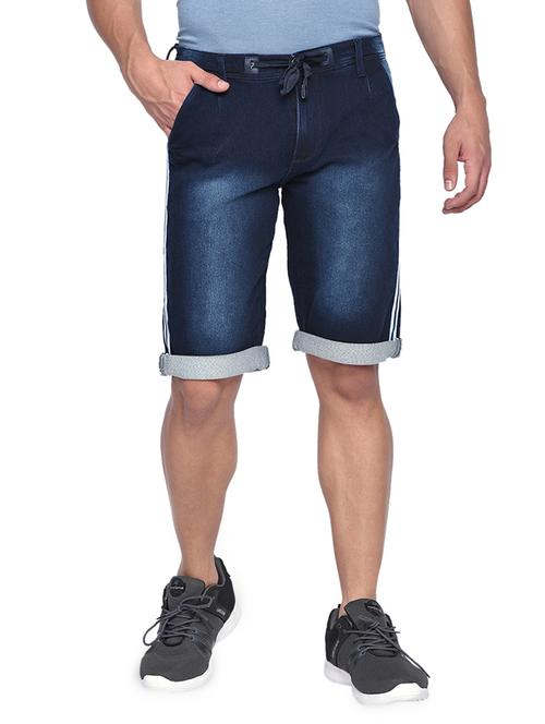 dark blue washed denim shorts - 16934716 - Very Small Image - 1