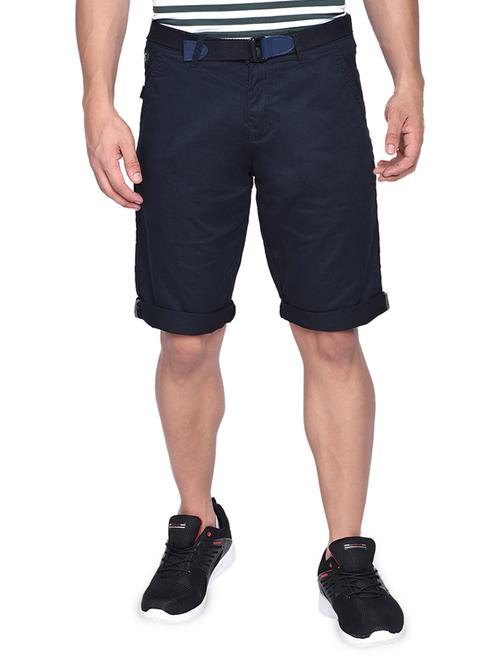 navy blue solid bermuda shorts - 16934723 - Very Small Image - 1