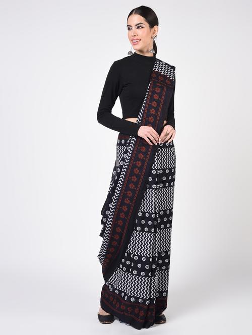 printed woven saree with blouse - 16935010 - Very Small Image - 1