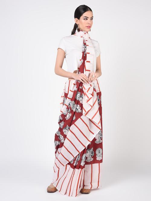 printed woven saree with blouse - 16935025 - Very Small Image - 1
