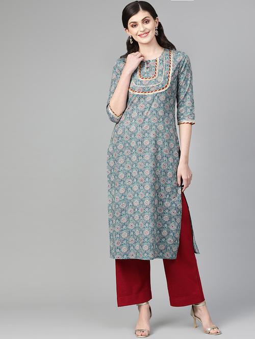 floral straight kurta - 16935062 - Very Small Image - 1
