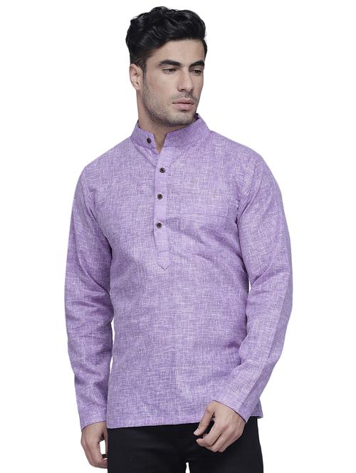 purple solid short kurta - 16935110 - Very Small Image - 1