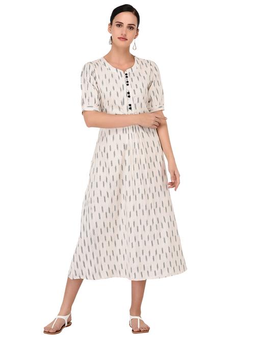 ikat print a-line ethnic dress - 16935303 - Very Small Image - 1