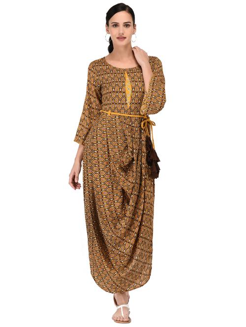 floral print cowl ethnic dress - 16935306 - Very Small Image - 1