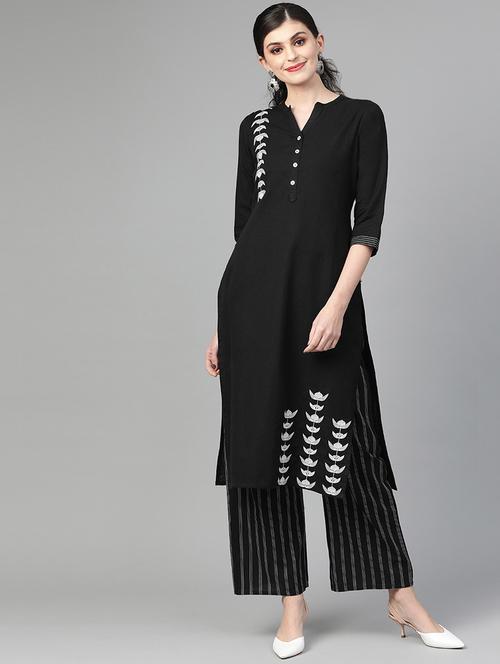 embroidered kurta palazzo set - 16935350 - Very Small Image - 1