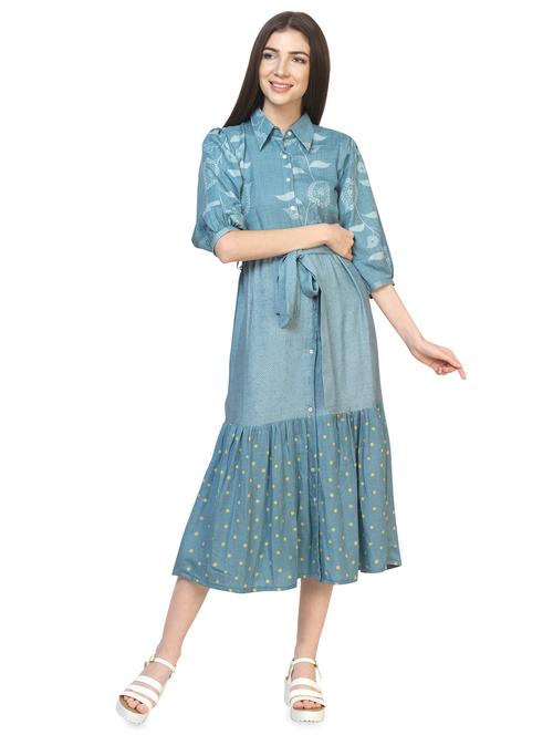 tie front flared shirt dress - 16935616 - Very Small Image - 1