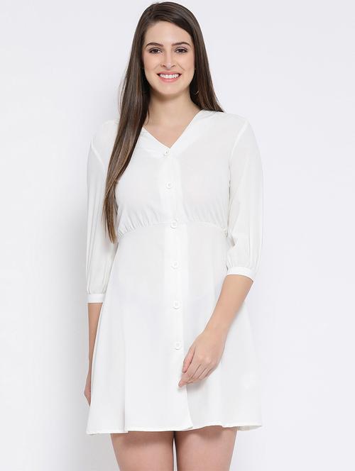 gather detail button up a-line dress - 16936470 - Very Small Image - 1