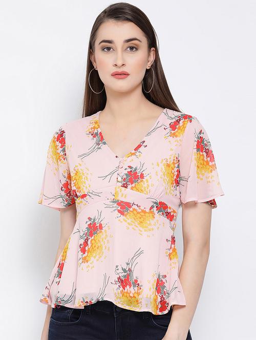 flutter sleeved v-neck top - 16936515 - Very Small Image - 1