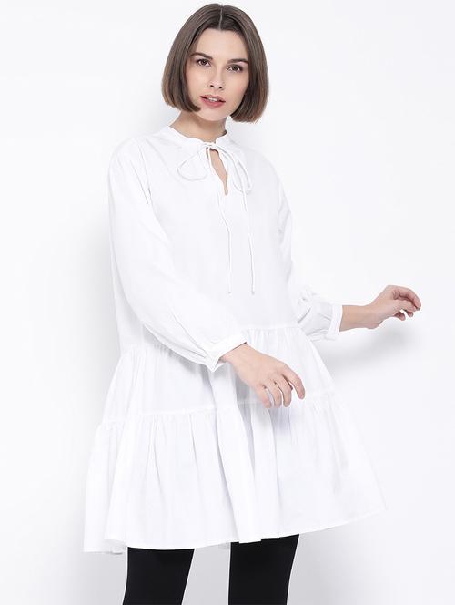 tie up neck flared tunic - 16936570 - Very Small Image - 1