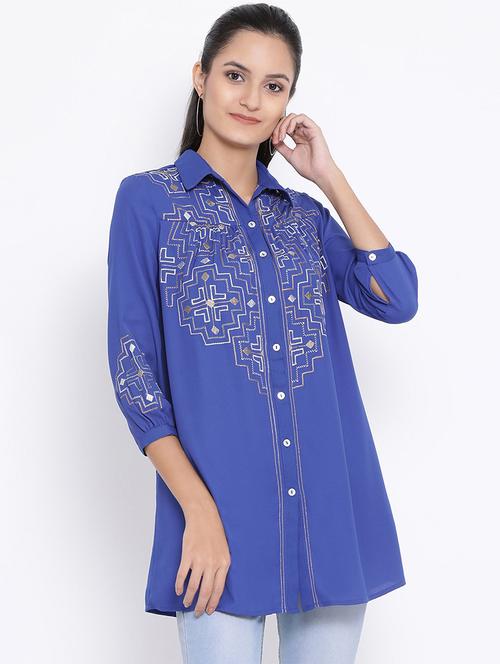 embroidered detail shirt tunic - 16936609 - Very Small Image - 1