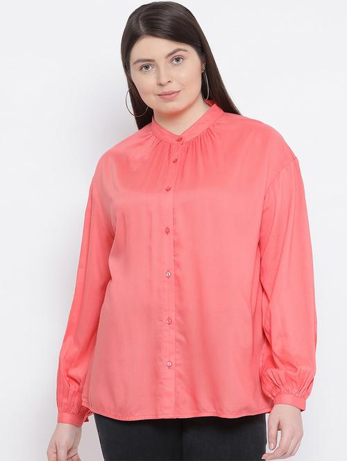 mandarin neck plus solid shirt - 16936616 - Very Small Image - 1
