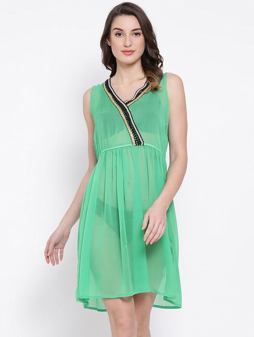 lace detail polyester coverup - 16936622 - Very Small Image - 1