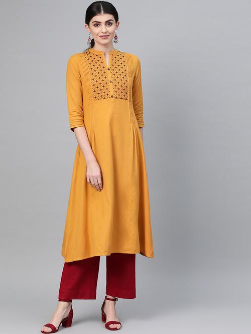embroidered a-line kurta - 16936710 - Very Small Image - 1