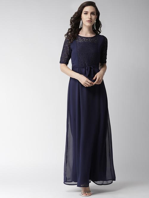 tie front mesh detail maxi dress - 16936852 - Very Small Image - 1