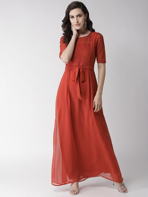 tie front mesh detail maxi dress - 16936854 - Very Small Image - 1
