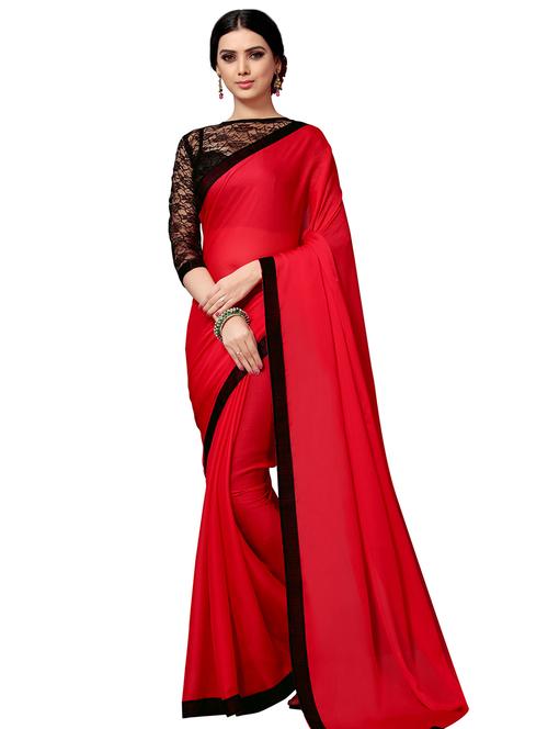 solid bordered saree with blouse - 16937505 - Very Small Image - 1